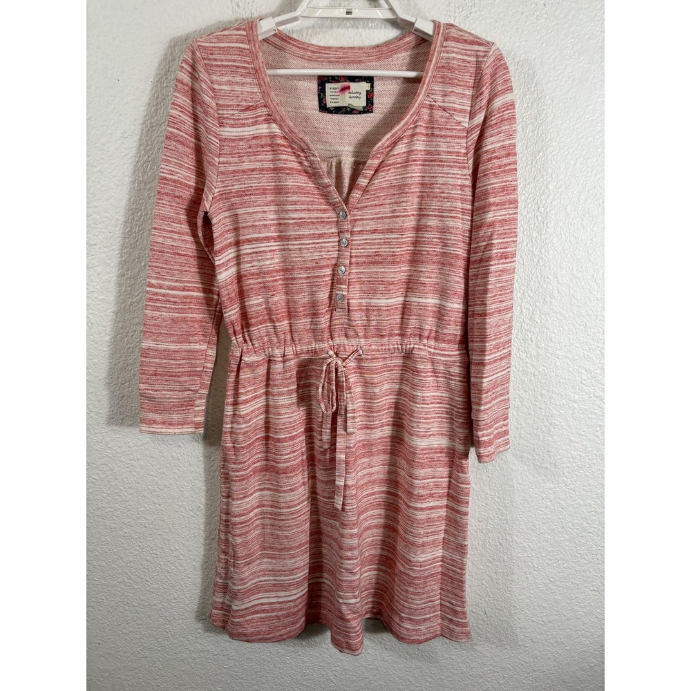 Saturday Sunday Dress Womens Small Striped Drawstring Waist Long Sleeve Casual